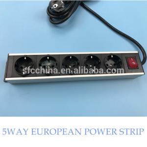 China 5way Europeon Standard Metal Housing Socket Strips, German Power Distribution Units and Extension Cords supplier