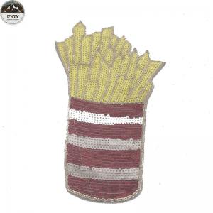 French Fries Style Sequin Embroidery Patches For Clothing , Hats , Shoes