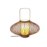 China 3500K Warm White Rattan Bamboo Table Lamp For Bedroom Switch Control on sale