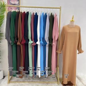 Muslim Women Prayer Elegant Summer Dresses Round Collar Muslim Ethnic Wear