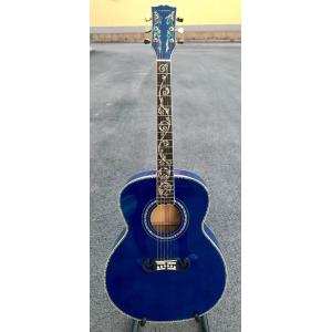 Best jumbo Blue flame maple wood acoustic Guitar Solid ebony Guitarra Customized acoustic 43 inch Jumbo guitar