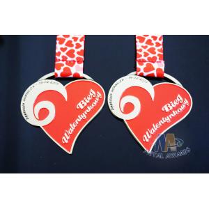 2D Double Side Red Heart Medal Die Cast Craft Medallions Corrosion Resistant