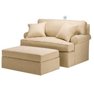 China Fabric Upholstered Double Chair And Ottoman With Back Cushion supplier