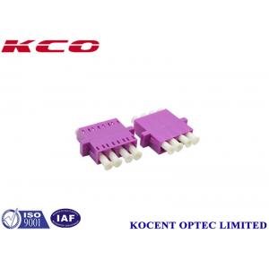 China Compact Purple Fiber Optic Adapter LC OM4 No Dust Cap With Flange 4 Channel Way supplier