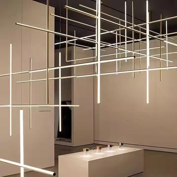 Control Mode Switch Control 122w 3000k 12.4m Ceiling Led Chandelier And Suspension Lights For Restaurant Hotel Villa