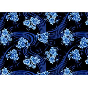 Soft Blue Micro Velvet Fabric For Dress , Printed Velvet Fabric