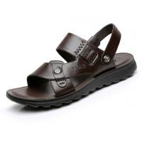 China Summer Mens Genuine Leather Sandals , Brown Mens Custom Leather Sandals on sale