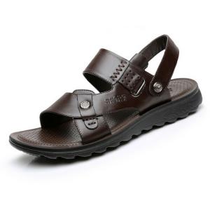China Summer Mens Genuine Leather Sandals , Brown Mens Custom Leather Sandals supplier