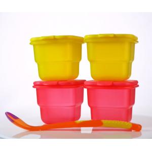 2pcs BPA Free Airtight Plastic Baby Food Storage With Spoon
