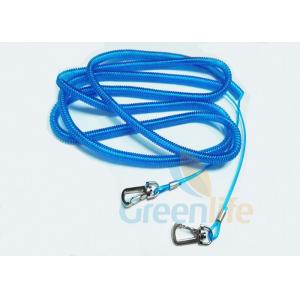 China Stainless Steel Wire Fishing Rod Lanyard Safety Blue PU Coated Rod Rope 15M supplier