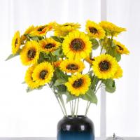 China OEM Three Heads Artificial Sunflower Bundle 90cm Length For Bar Club on sale