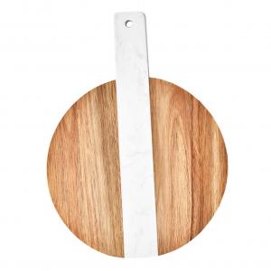 China Kitchen round cutting board Marble acacia wood splicing cutting board with handle supplier