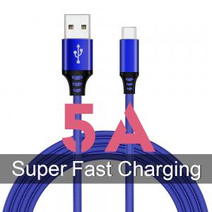 5A Smart Type C Cloth Braided Cable for Android Phone Charge Data Sync