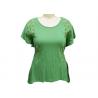 China Ladies Short Sleeve T Shirts , Womens Green Shirt Blouse Hollow Embroidery Lace Inside wholesale