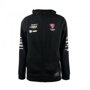 Racing Windproof Custom Embroidered Cotton Poly Motocycling Jacket with Zip Up Hoodie