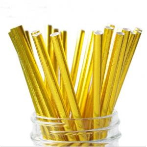China Food Grade Gold Blocking Coloured Paper Straws , Decorative Drinking Straws Pass FDA supplier
