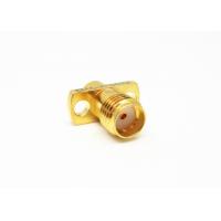 China Microstrip Series Female 2 Holes Brass Gold Plated Flange Mount SMA Connector on sale