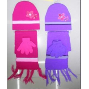 花の柔らかいスカーフのふさが付いている卸し売り編むペルーの帽子の雪の帽子は子供のために置かれる手袋を暖めます