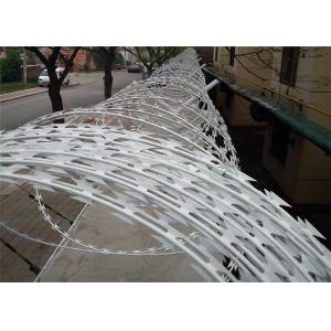 China Circle Concertina Razor Galvanized Binding Wire / Barbed Fencing Wire Diameter 45cm supplier