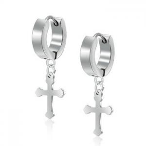 China Hot sale cross pendant circle round stainless steel earring hoop earrings supplier