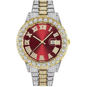 SENRUD Unisex Crystal Watch Fashion Diamond Watch Mens Womens Full Iced Out Watches Luxury Diamond Bracelet Watch