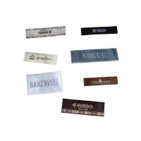 China Bespoke End Fold Woven Label T Shirt Labels Taffeta Woven Fabric Clothing Brand Tag on sale
