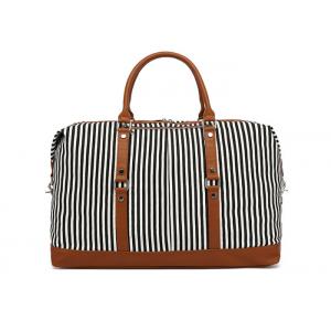 Blue White Striped Women Canvas Travel Duffle Bag Women'S Weekender Bags