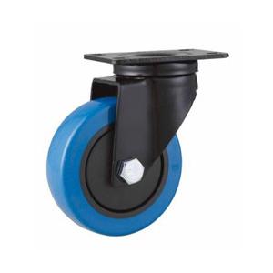 China medium duty 5 swivel blue elastic rubber caster,  high elastic rubber castor total brake supplier