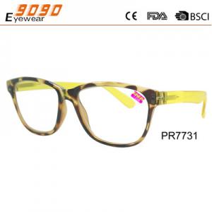 China Fashionable reading glasses ,made of plastic ,demi brown on the frame,suitable for men and women supplier