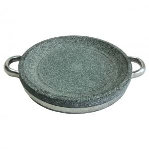 China BBQ Granite Dia 24cm Stone Grill Plates Round Cooking Pot Grey supplier