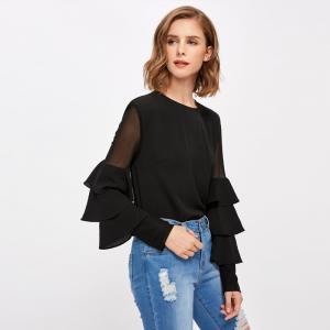 China Guangzhou Clothing Factory Office Bell Sleeve Lady Blouse supplier