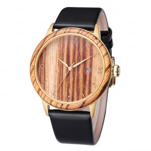 China RoHS Ladies Wooden Wrist Watch Classic Design Genuine Leather Strap supplier