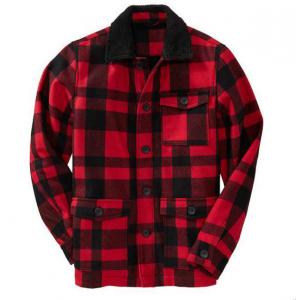 China Latest Red Plaid Fleece Style Mens Flight Jacket With Turn Down Collar supplier