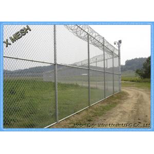 Plain Weave Metal Chain Link Fence Screen PVC Coated 8 Gauge Galvanised Chain Link Fencing