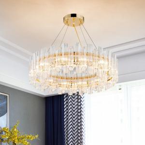 China Electroplating Gold Luxury Pendant Lights 3000k To 6500K Crystal Round Light supplier