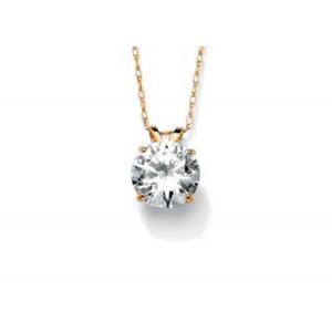 Vintage Solitaire Diamond Necklace , 5mm 14k Solid Gold Necklace Women'S OEM ODM