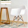 China White Plastic Dining Chairs With Wooden Legs Crossover And Triangular Designed wholesale