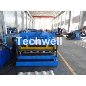 China Metal Glazed Wave Tile Roll Forming Machine With Welded Wall Plate Frame and Chain Drive wholesale