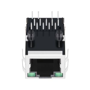 China 0875-1G1T-D8 Magnetics Jack RJ45 1000BASE-T 1X1 Tab Up G/G LED supplier