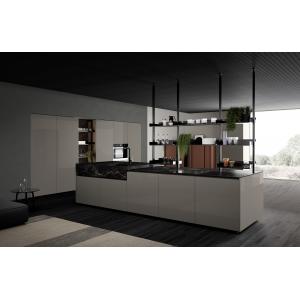 Customized UV Kitchen Cabinet Modern Kitchen Set With Black Slab Countertop