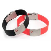 China Size Adjustable Silicone Medical ID Bracelets Waterproof With SS Plate Tag on sale