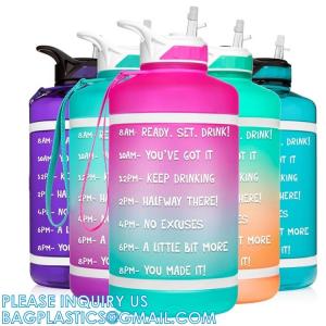 China Gallon Water Bottle With Time Marker BPA Free, Motivational Large Water Jug Leak Proof Huge Water Container supplier