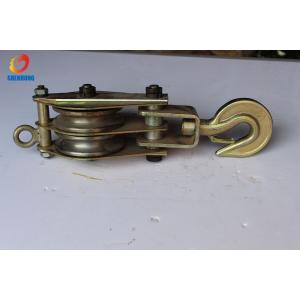 China 20KN Double Wheel Cable Pulling Pulley Wire Rope Hoisting Block for power construction supplier