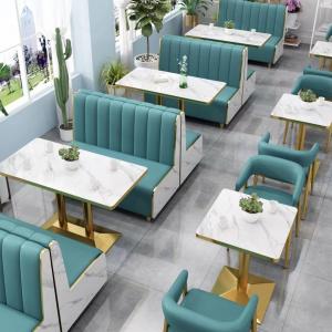 Leather Hotel Restaurant Furniture Marble Art  Modern Booth Seating