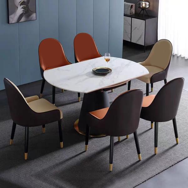 China Ensemble de Table à manger Design maison, 8 chaises, meubles de salle à manger, ensemble de Table à manger ronde extensible en marbre wholesale