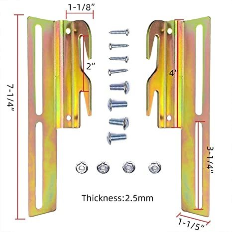 2Pcs 711 Bolt on to Hook on Bed Frame Conversion Brackets with Hardware Hook, Headboard Hook Set,Hook on Bed Frame Brackets Adapter,Hook on Bed Rail