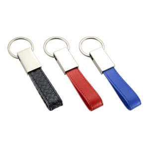 PU Leather Key Chains Zinc Alloy Debossed Logo Mini Key Holder Leather Strap