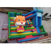 China Amusement Tiger Head childrens Inflatable Bouncy Castle With Slide on sale