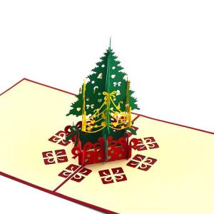 China Laser Cut 3D Christmas Tree Card Stereoscopic Paper Material CMYK Color ODM OEM supplier