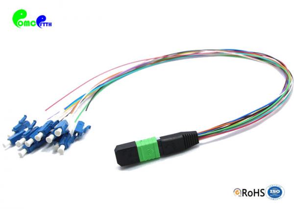 Fanout 0.9mm MPO Trunk Cable MPO Male to LC UPC SM 12F 12 Color Cable LSZH